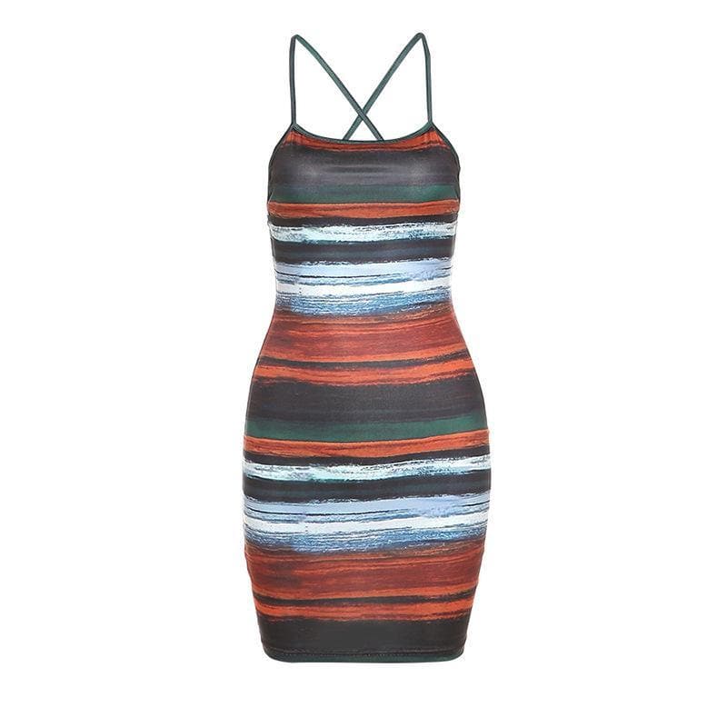 Multicolor cross cami bodycon dress