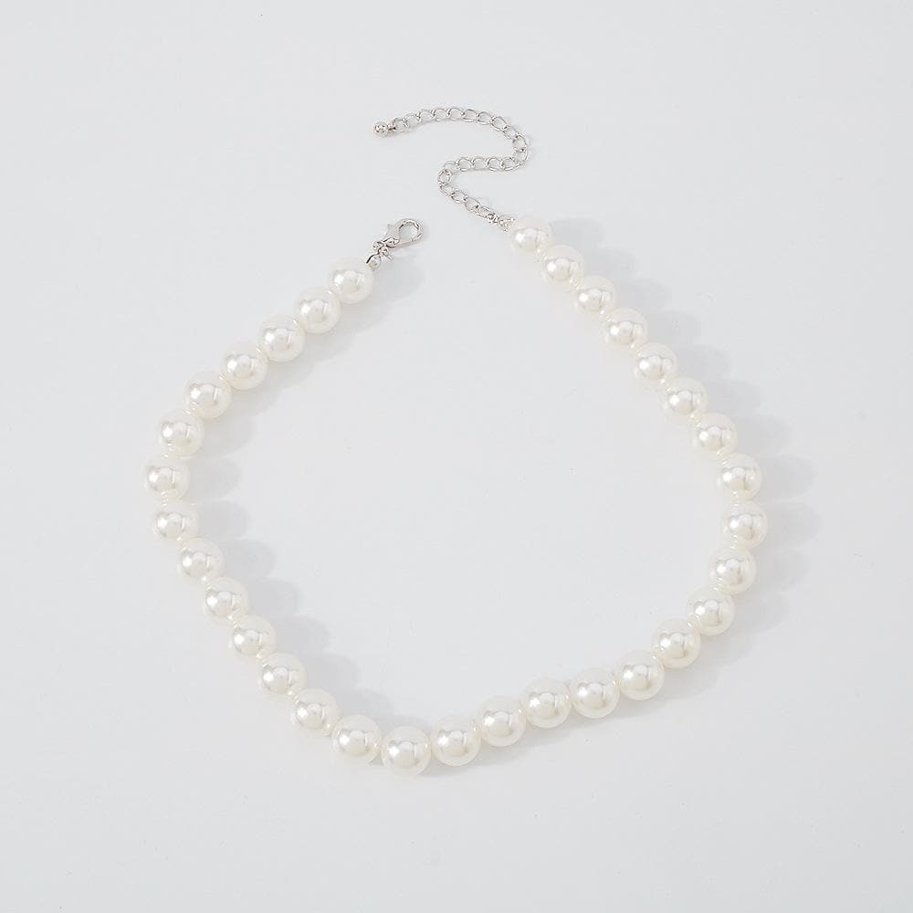 Faux pearl beaded choker necklace