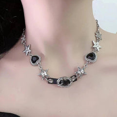 Buckle decor rhinestone choker necklace