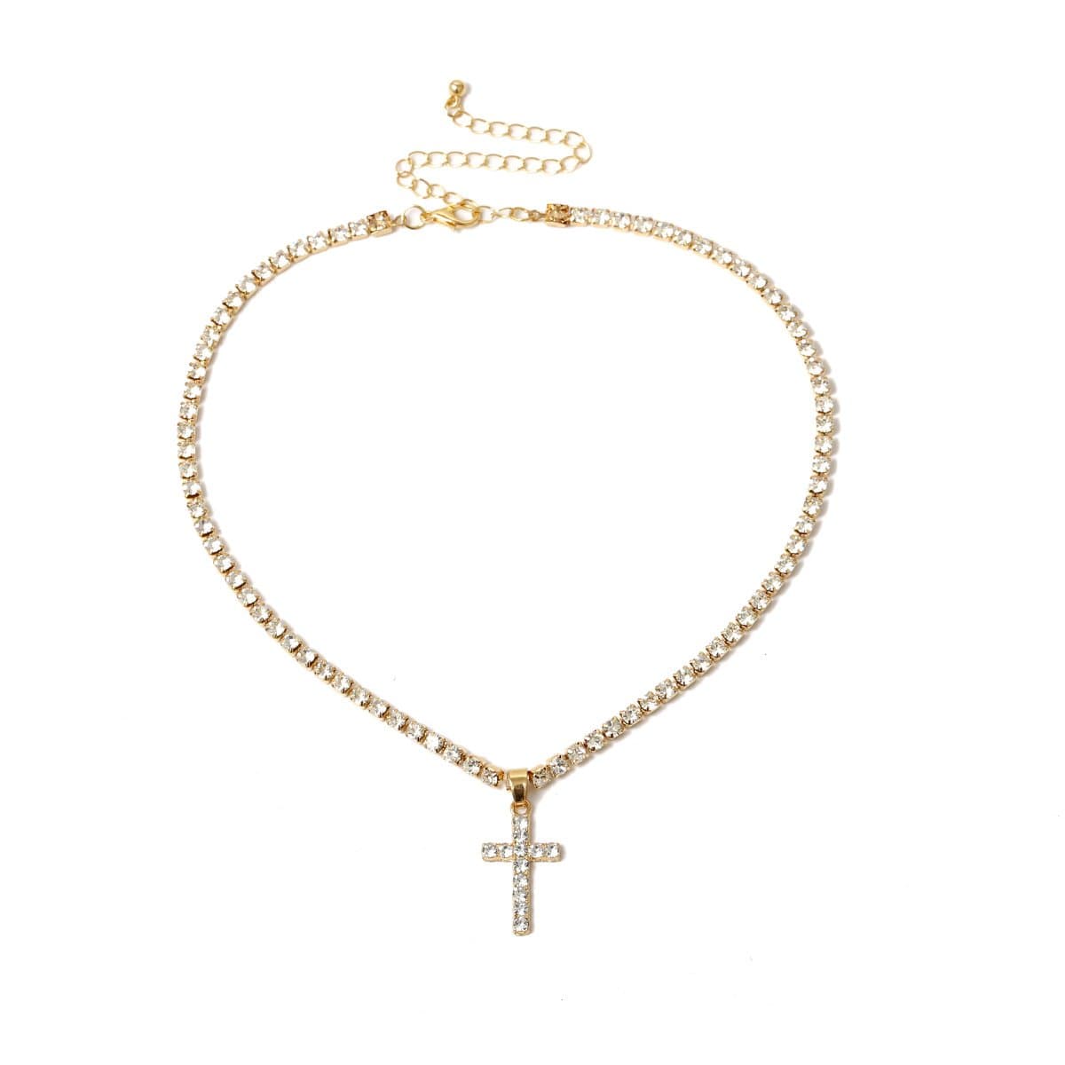 Cross pendant rhinestone necklace