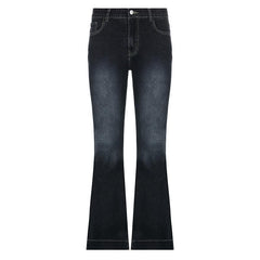 Low rise medium wash pocket button jeans