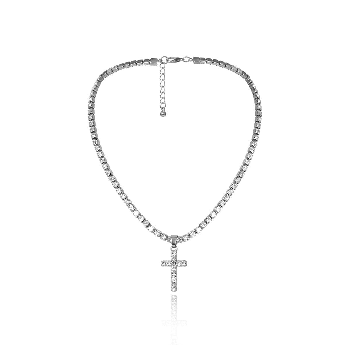 Cross pendant rhinestone necklace