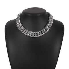 Cuban solid metal chain choker necklace