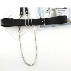 Buckle PU leather metal chain adjustable belt