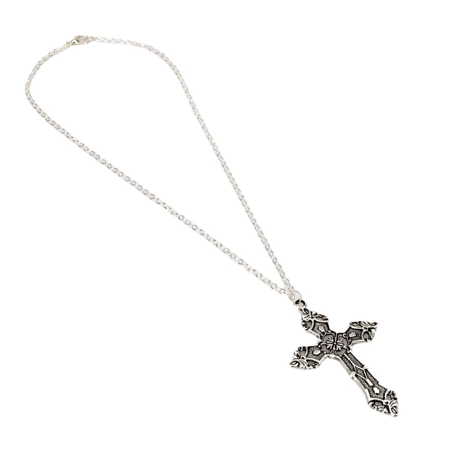 Cross pendant solid chain necklace