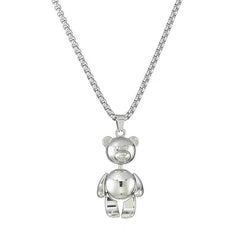 Bear pendant rhinestone chain necklace