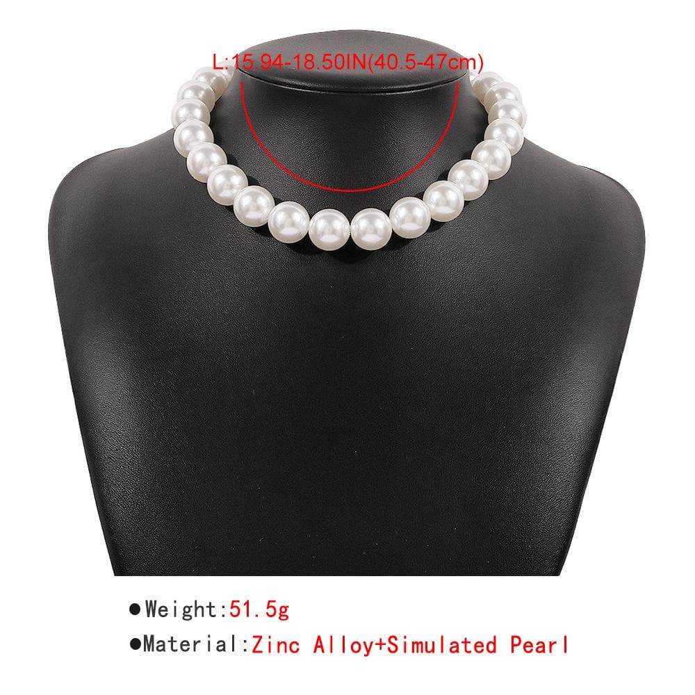 Faux pearl beaded choker necklace