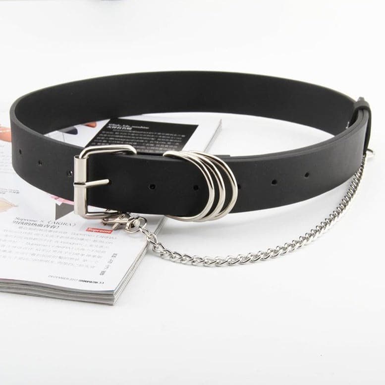 Buckle metal chain PU leather belt