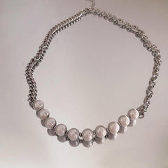 Beaded faux pearl chain necklace