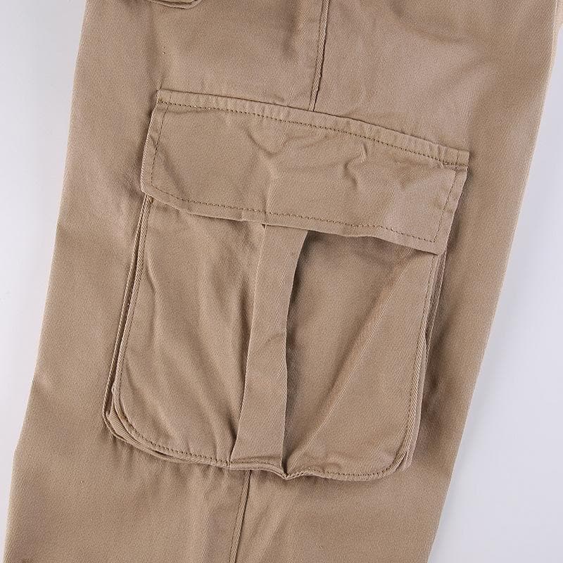 Drawstring solid low rise cargo pocket jeans- Final Sale