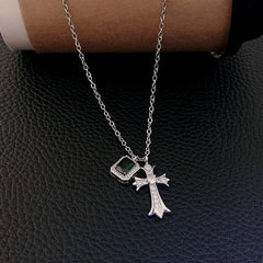 Cross pendant rhinestone chain necklace