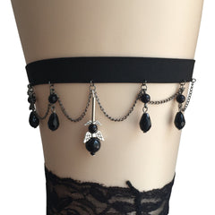 Metal chain layered pendant thigh band