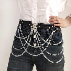 Metal chain star decor layered belt