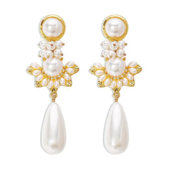 Faux pearl droplet shaped stud earrings