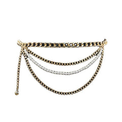 Beaded faux pearl layered waist chain