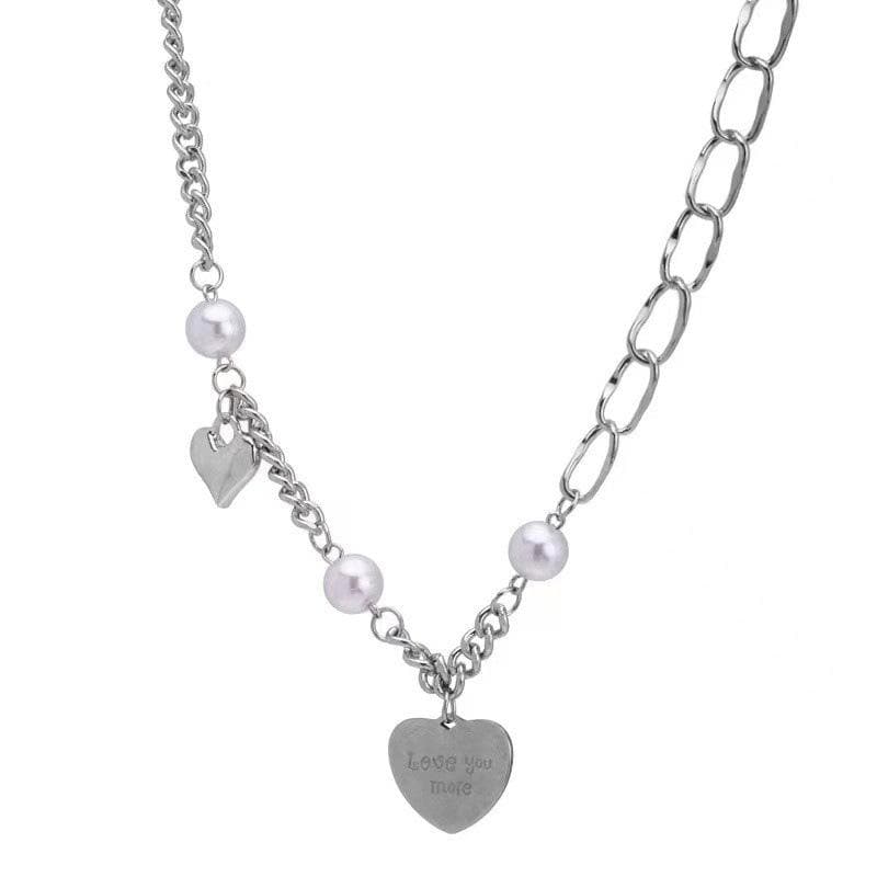 Faux pearl heart pendant necklace