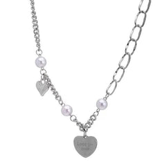 Faux pearl heart pendant necklace