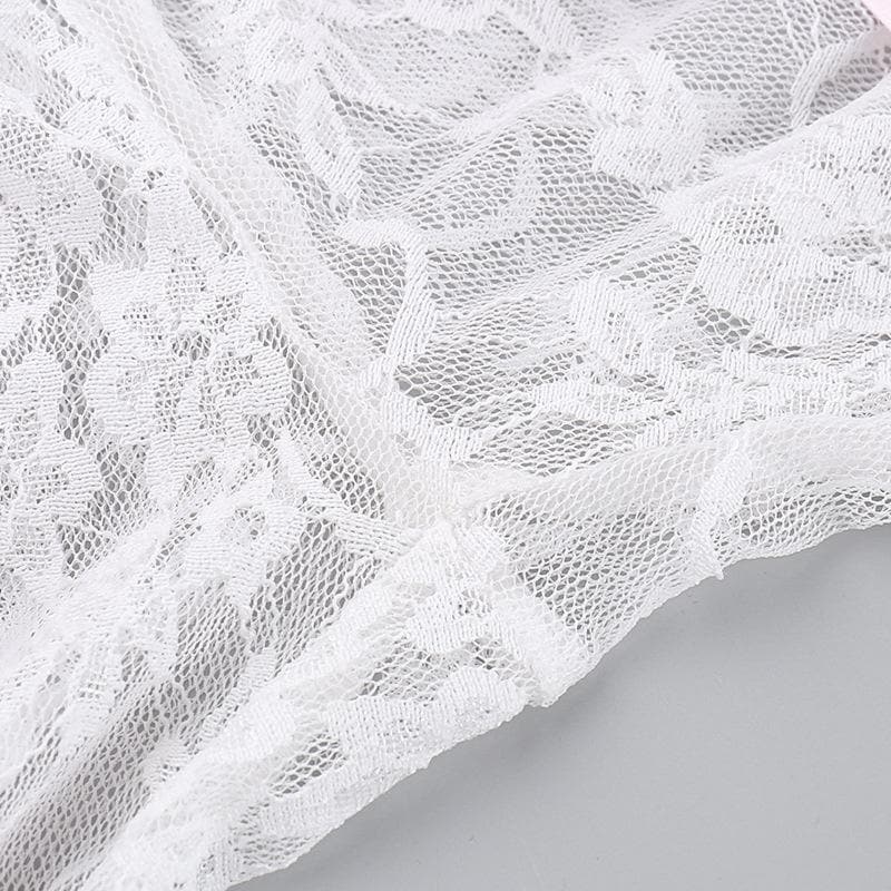 Bowknot ribbon lace see through pant