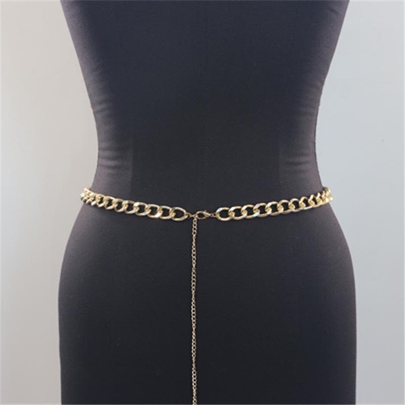 Beaded faux pearl layered waist chain