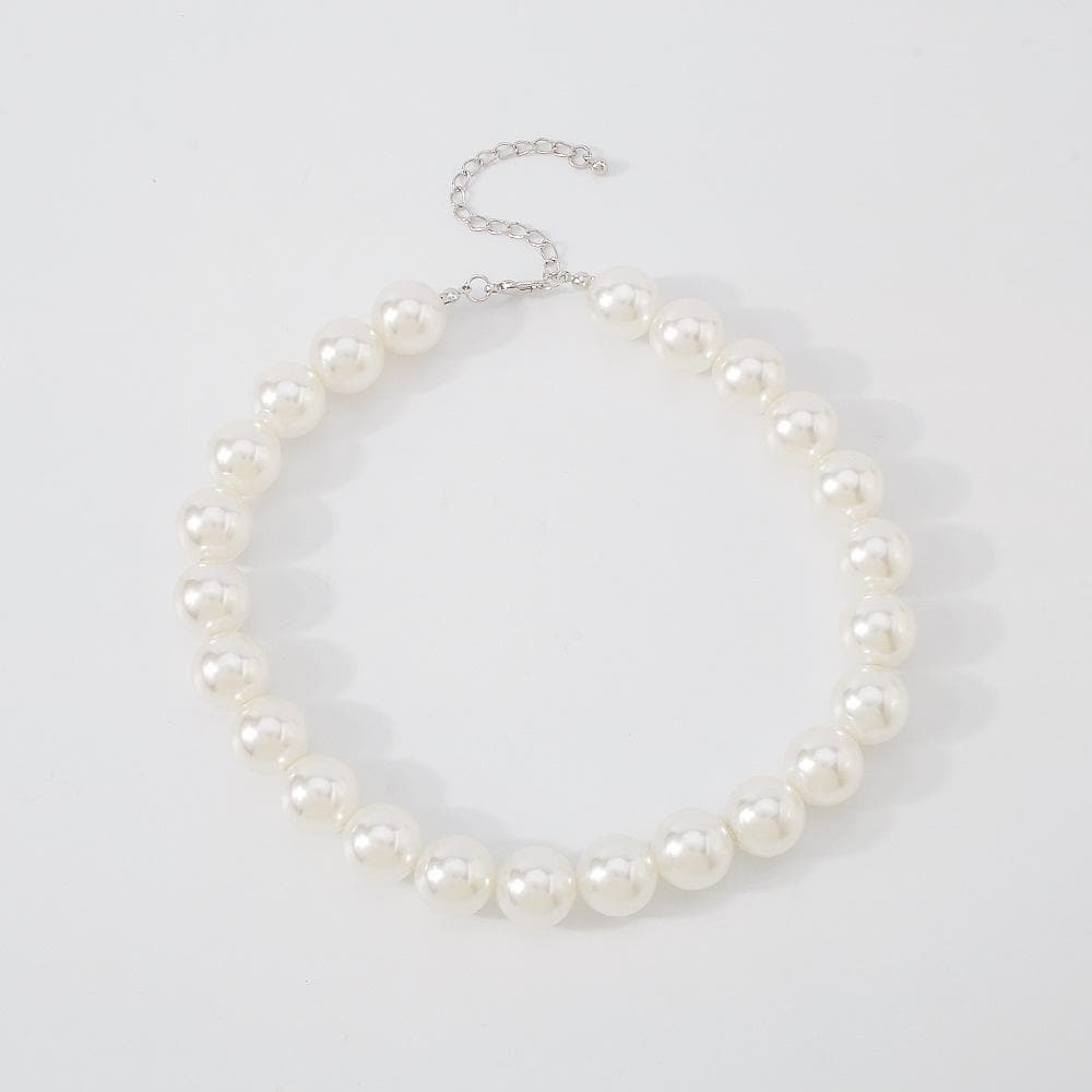 Faux pearl beaded choker necklace