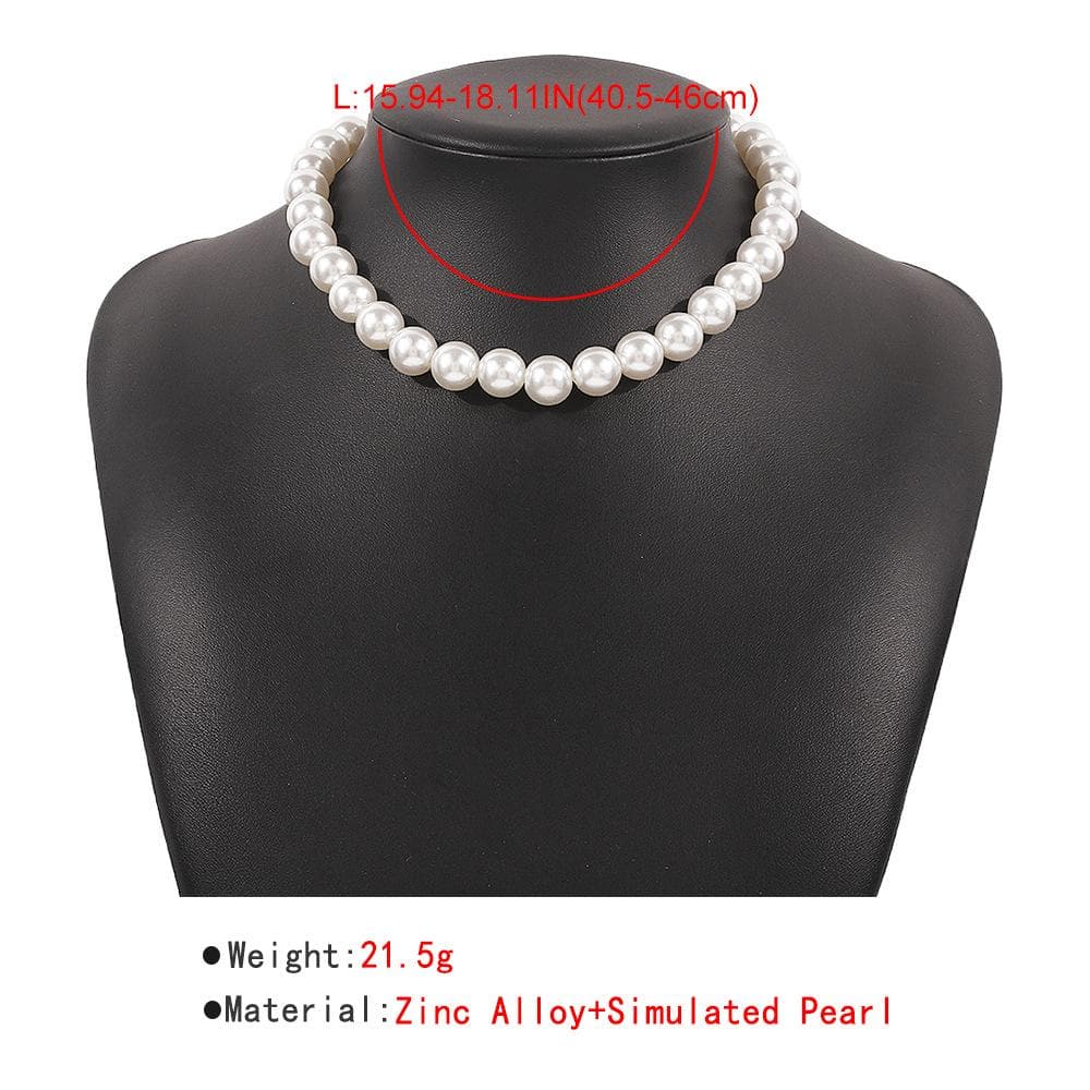 Faux pearl beaded choker necklace