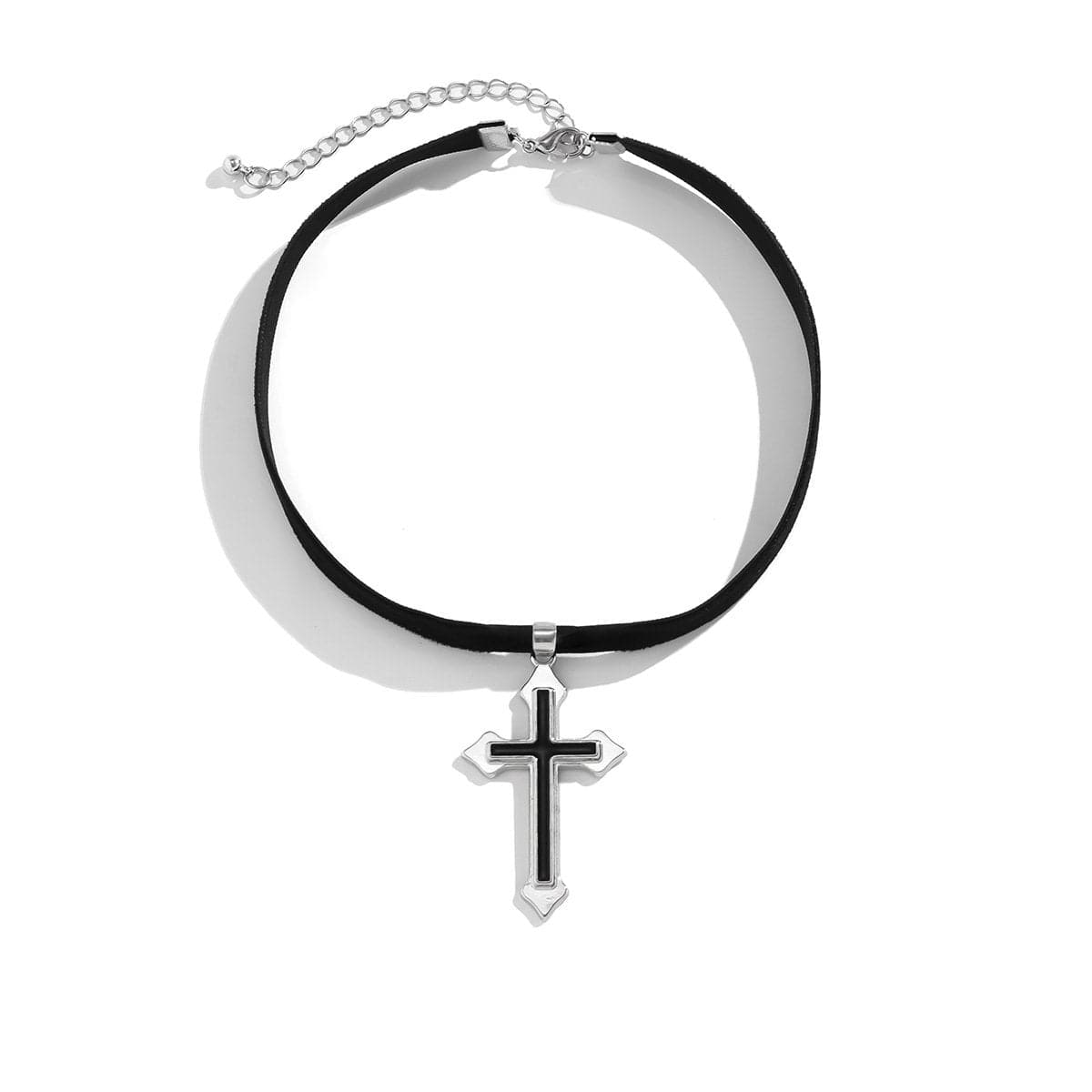 Cross pendant velvet choker necklace