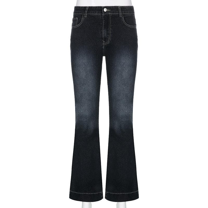 Low rise medium wash pocket button jeans