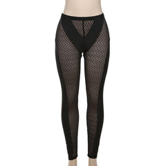 Fishnet mesh solid high rise pant