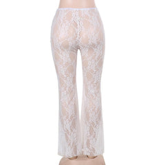 Bowknot ribbon lace see through pant