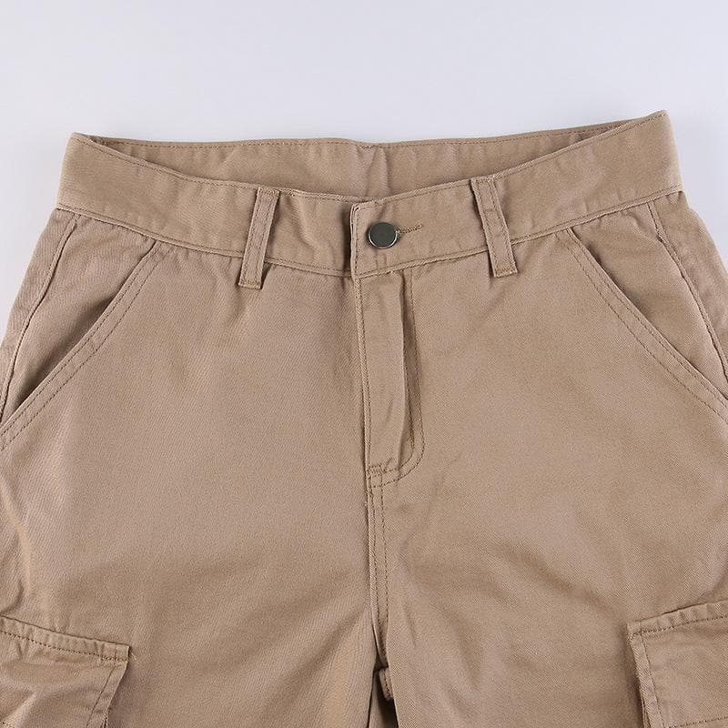 Drawstring solid low rise cargo pocket jeans- Final Sale