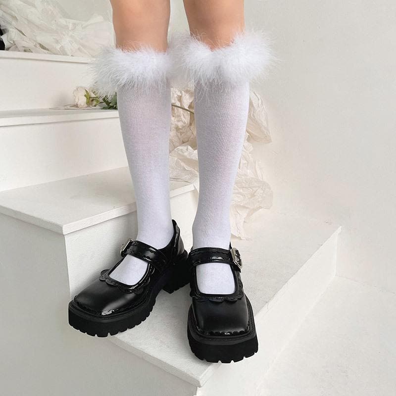 Feather solid knee high socks