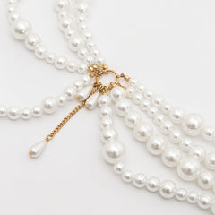 Faux pearl beaded o ring layered waist chain