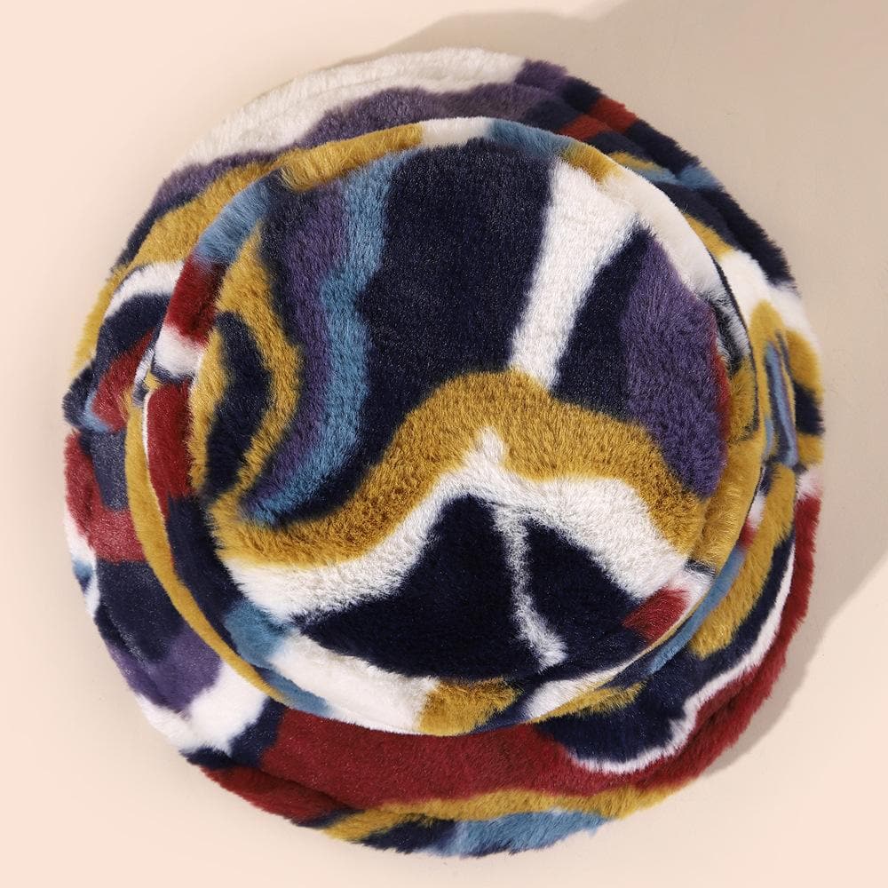 Multicolor fluffy fisherman bucket hat