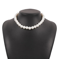 Faux pearl beaded choker necklace