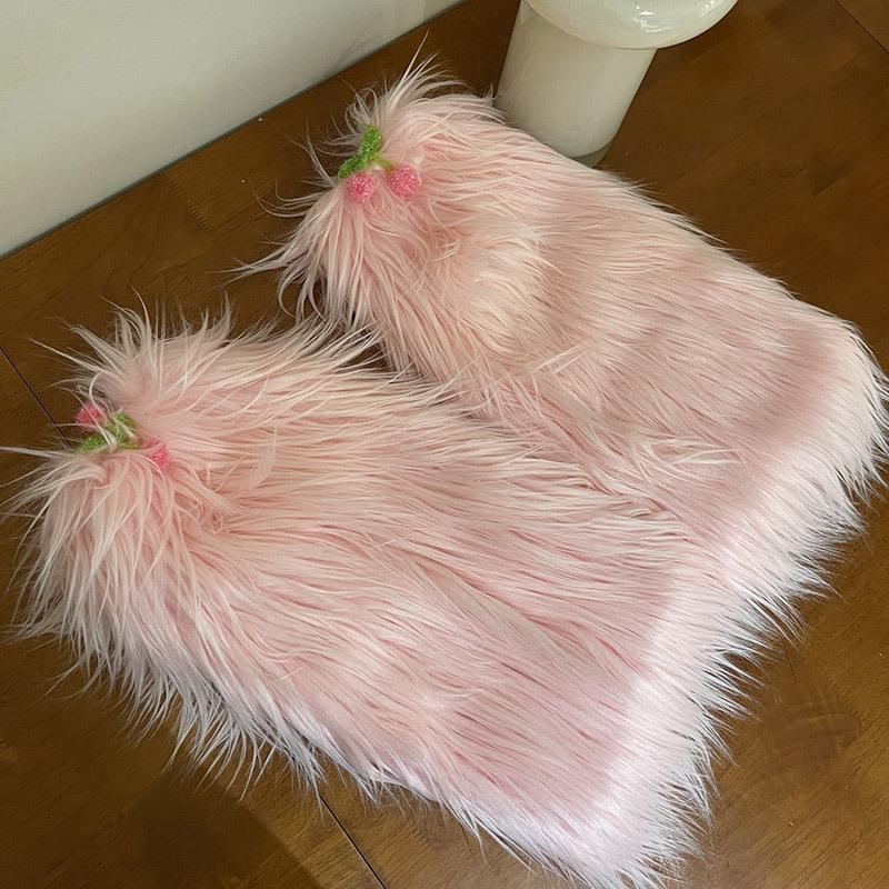 Furry cherry decor leg warmer