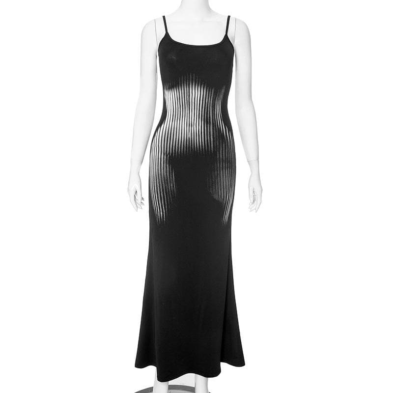 Body print u neck contrast cami maxi dress