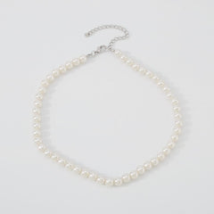 Faux pearl beaded choker necklace