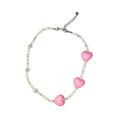 Faux pearl heart beaded necklace