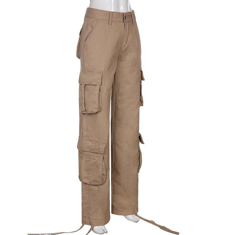 Drawstring solid low rise cargo pocket jeans- Final Sale