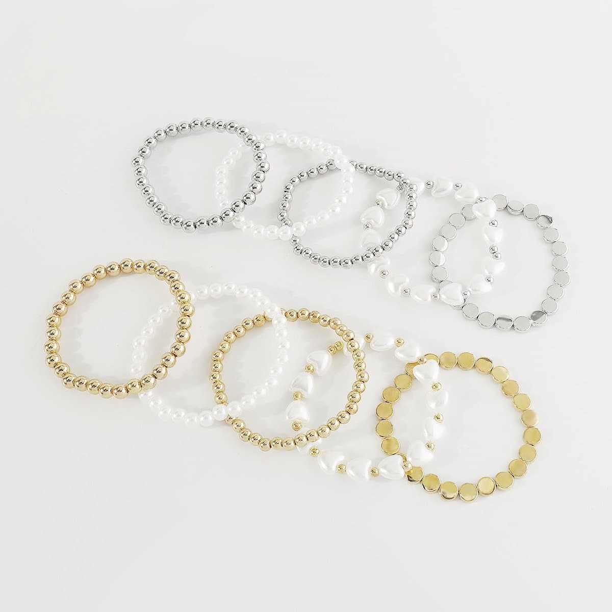 5 pcs faux pearl beaded chain bracelet