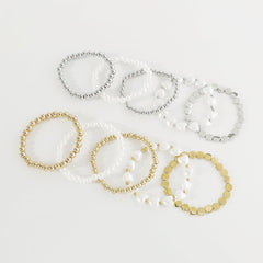 5 pcs faux pearl beaded chain bracelet