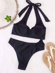 Asymmetrical metal ring swimwear bikini