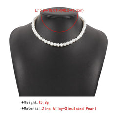 Faux pearl beaded choker necklace