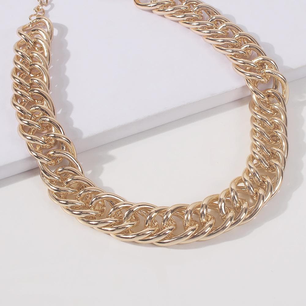 Cuban solid metal chain choker necklace