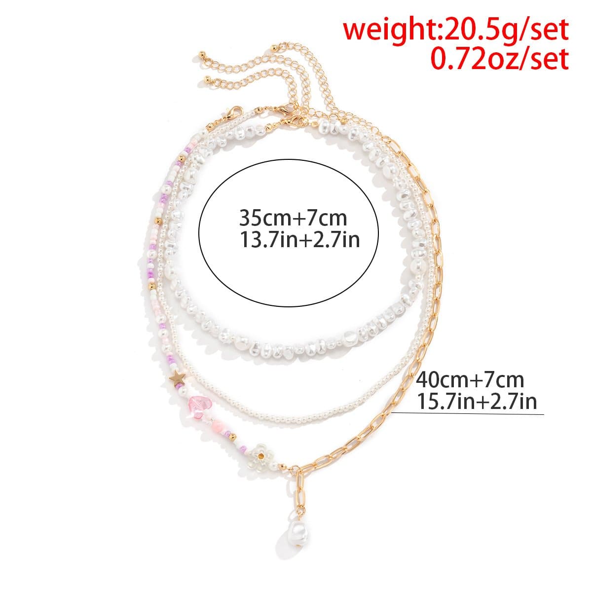 Faux irregular pearl pendant 3 pcs necklace