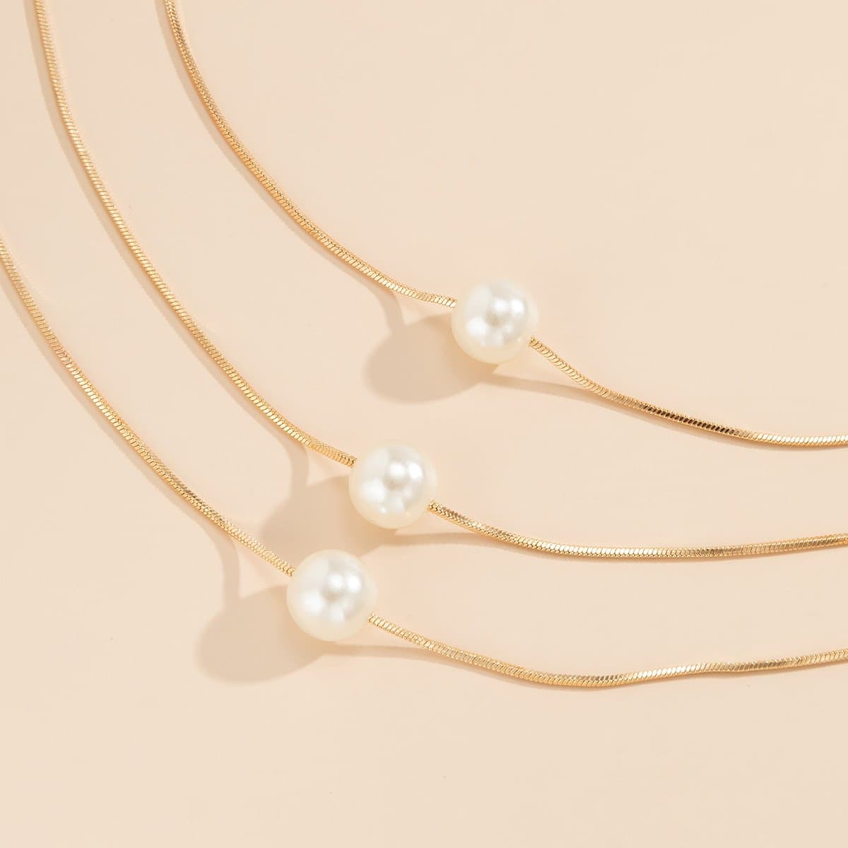 Faux pearl 2 pcs layered necklace