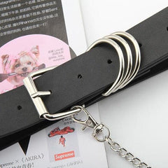 Buckle metal chain PU leather belt