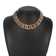 Cuban solid metal chain choker necklace