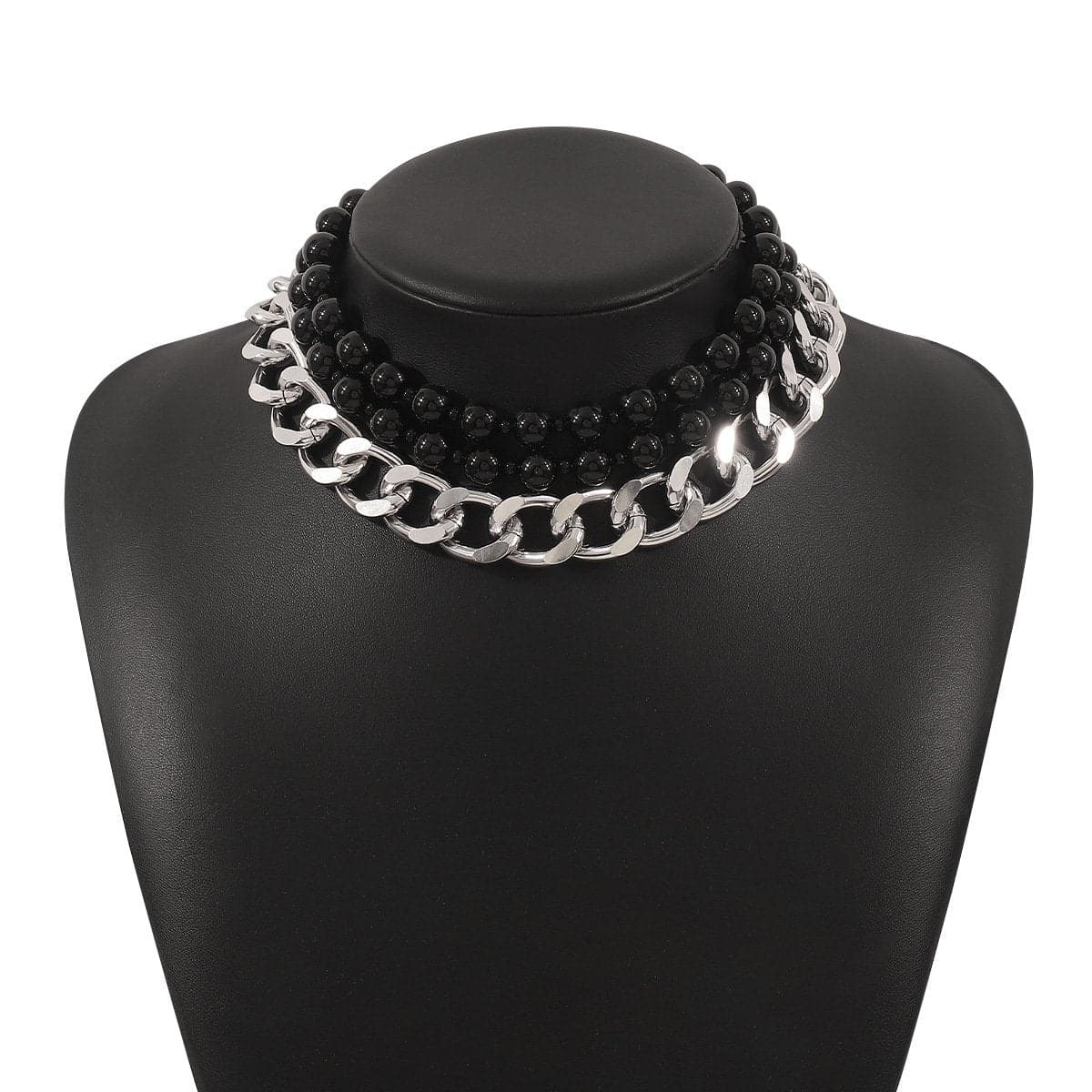 Cuban layered faux pearl choker necklace