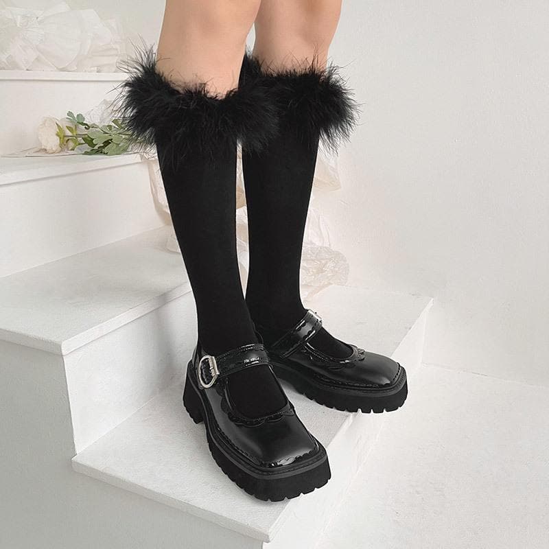 Feather solid knee high socks